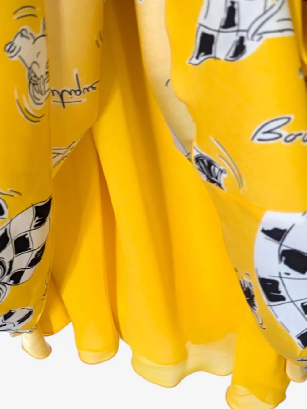 Moschino rare VTG 90's fairy grunge whimsy surrealism art chess yellow dress 6 - Picture 11 of 15